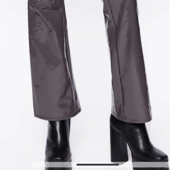 Forever 21 Gray Grey Faux Patent Leather Flare Pants XL - Picture 3 of 4